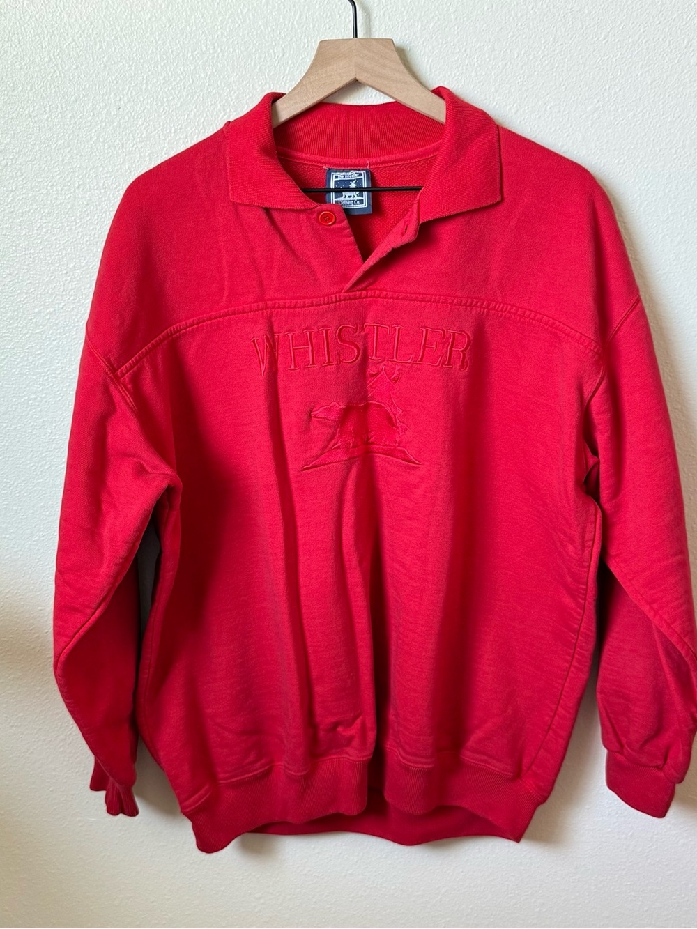 Vintage Whistler Embroidered Red Unisex Pullover Sweatshirt